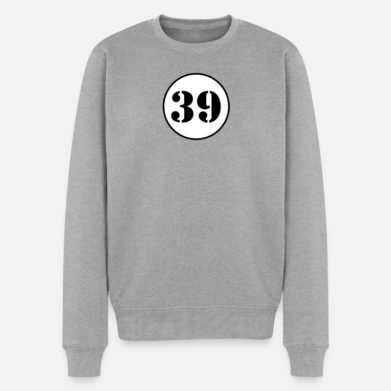 NUMMER 39 Neununddreißig Geburtstag Geschenk - Männer Premium Bio Pullover - Grau meliert
