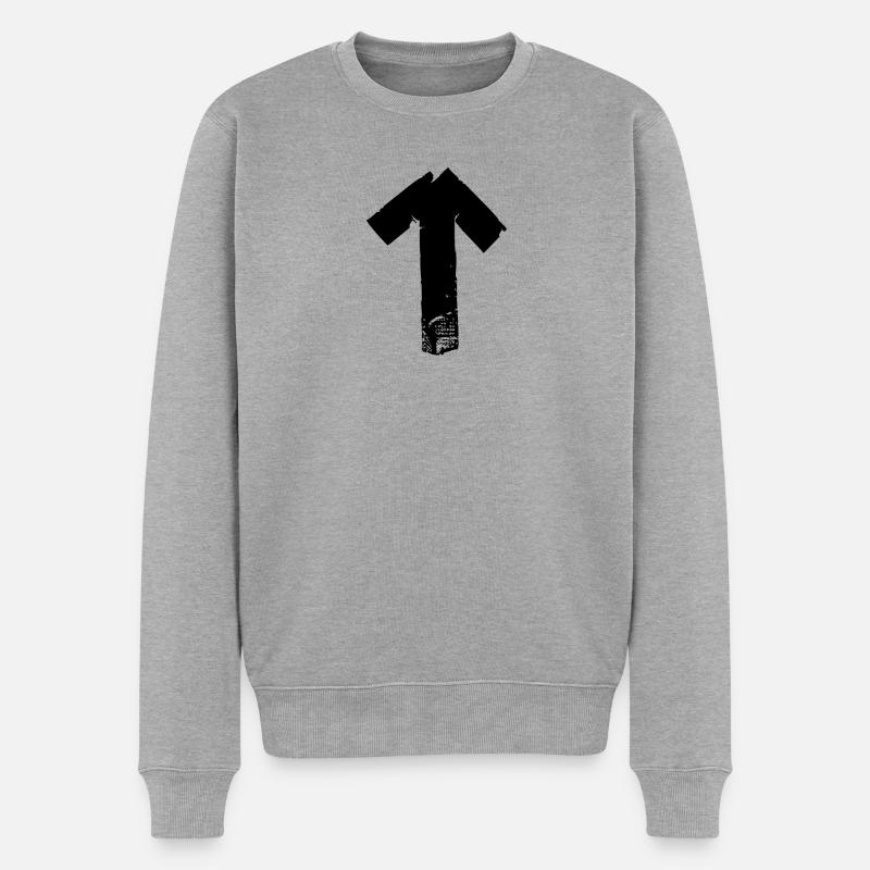 Pfeil hoch - Männer Premium Bio Pullover - Grau meliert