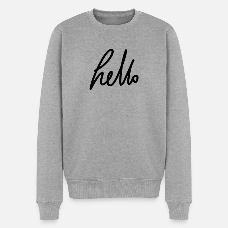 hello - Handschrift - Männer Premium Bio Pullover - Grau meliert