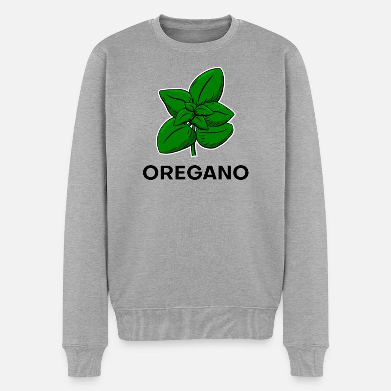 Oregano Kräuter Garten - Männer Premium Bio Pullover - Grau meliert