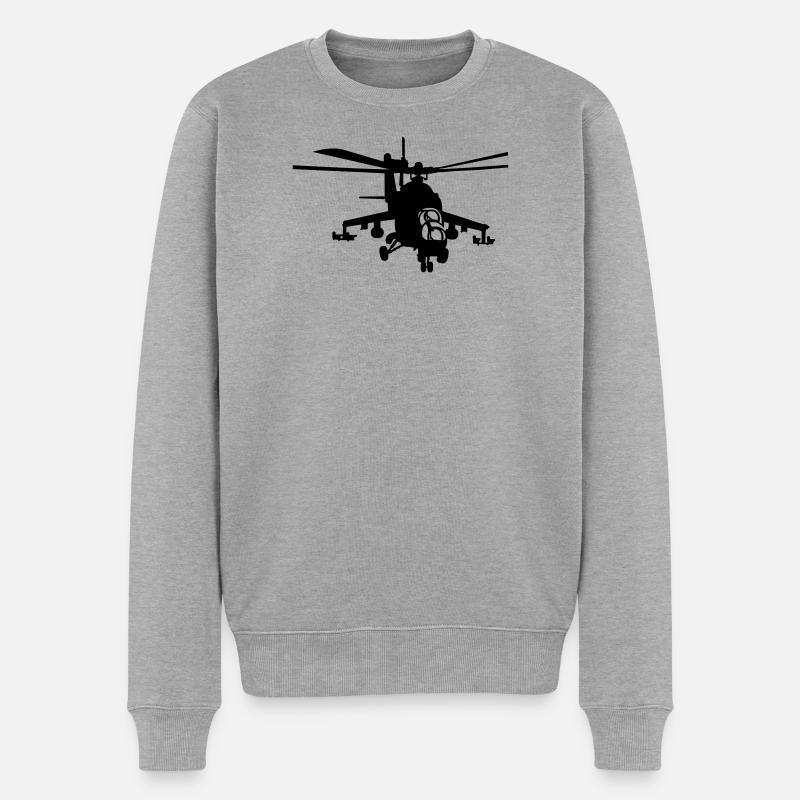 hélicoptère Mi-24 - Pull Premium bio Homme - gris chiné