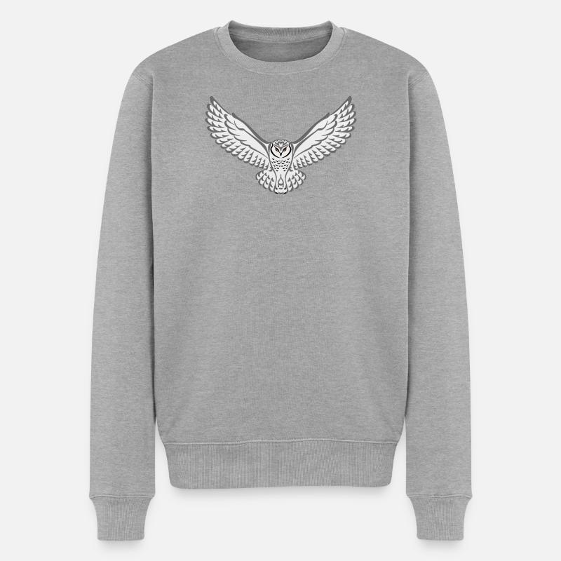 Stammes-Schnee-Eule - Männer Premium Bio Pullover - Grau meliert
