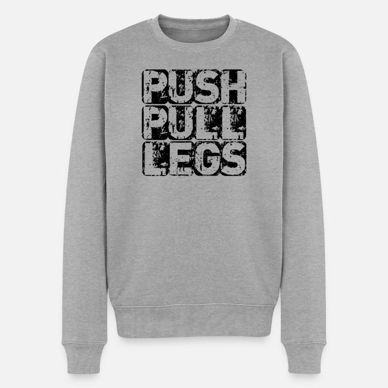 PUSH PULL LEG - Männer Premium Bio Pullover - Grau meliert