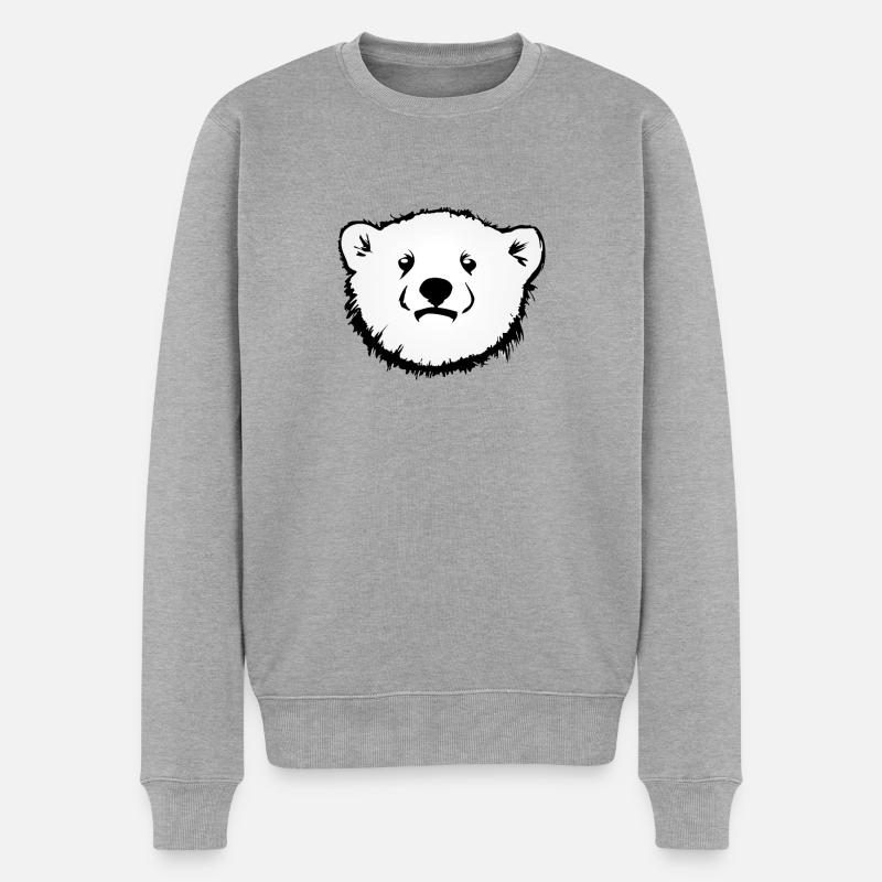 Eisbär Tiermotiv - Männer Premium Bio Pullover - Grau meliert