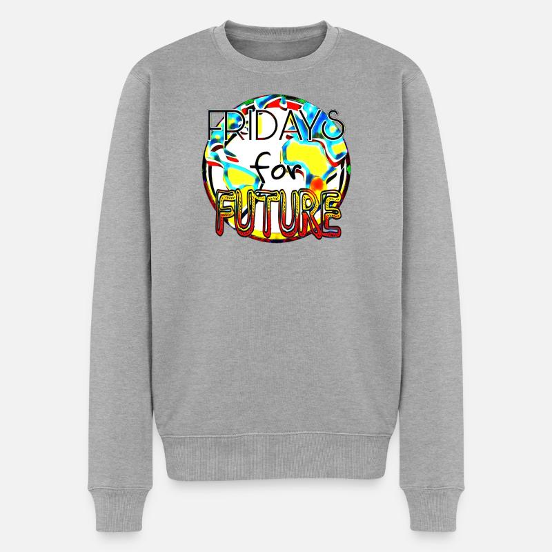 Klimaschutz Statement Farbenkunst - Männer Premium Bio Pullover - Grau meliert