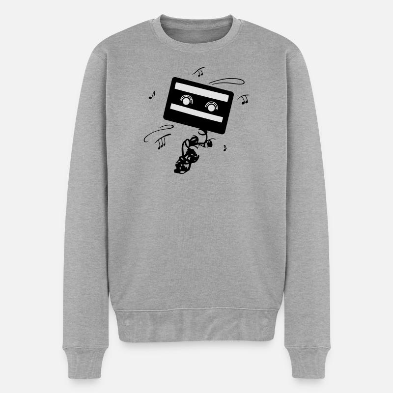 Kassette - Männer Premium Bio Pullover - Grau meliert