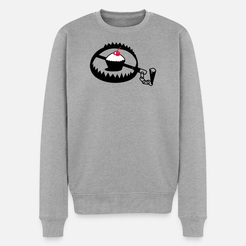 Fangeisen mit Cupcake - Männer Premium Bio Pullover - Grau meliert