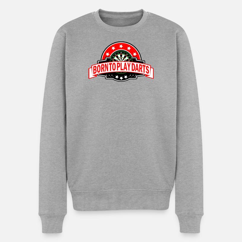 Zum Darten geboren Darts Spruch lustig - Männer Premium Bio Pullover - Grau meliert