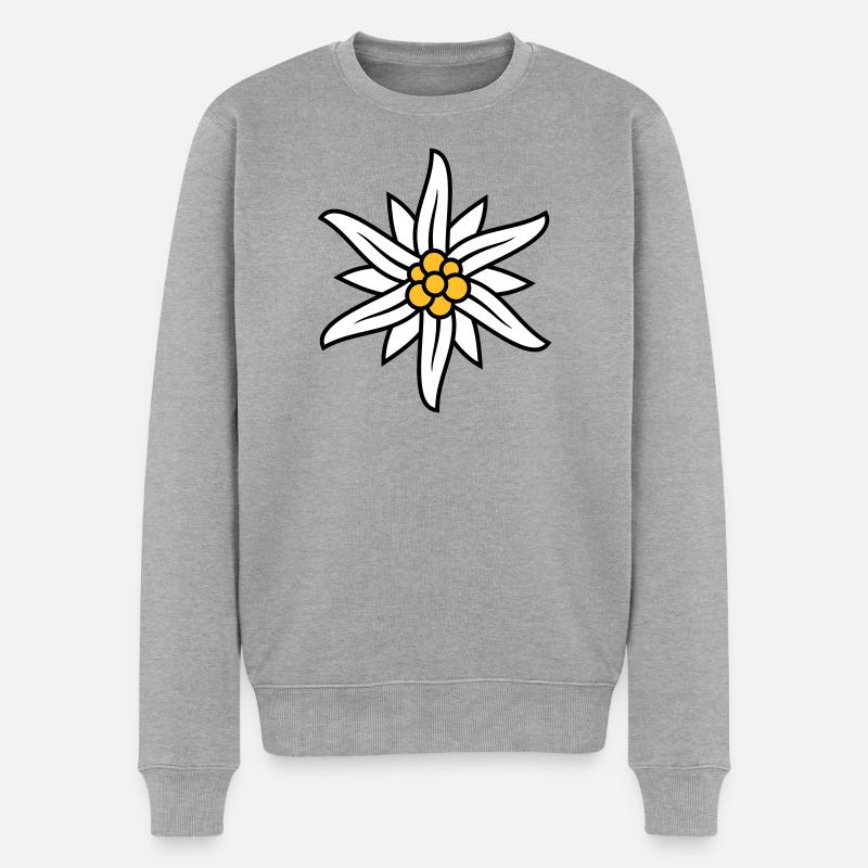 Edelweiss Bergblume Logo - Männer Premium Bio Pullover - Grau meliert