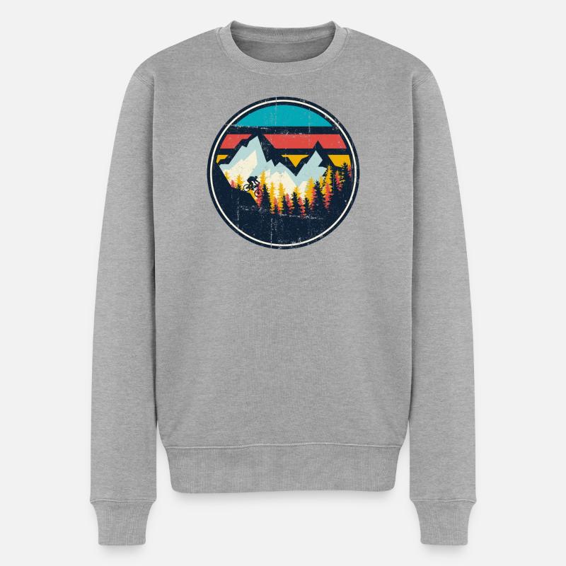 Mountain MTB Sunset Circle - Männer Premium Bio Pullover - Grau meliert