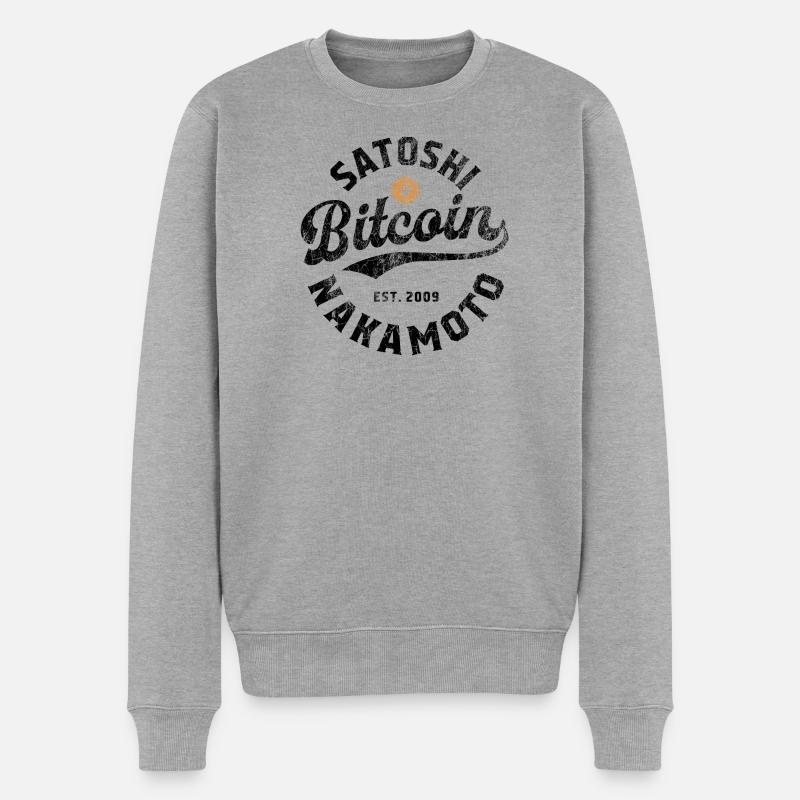 Bitcoin Satoshi Nakamoto - Männer Premium Bio Pullover - Grau meliert