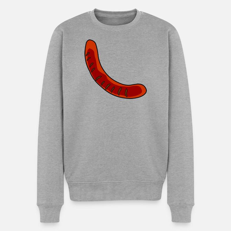 Wurst oder Bratwurst - Männer Premium Bio Pullover - Grau meliert