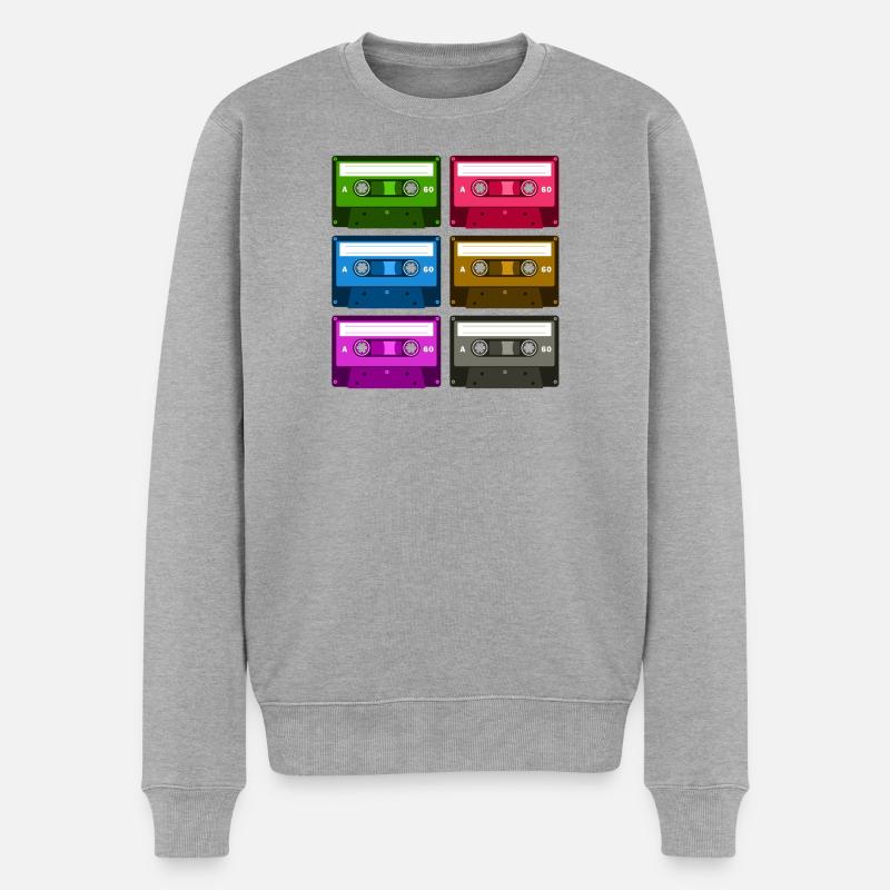 Kassetten - Männer Premium Bio Pullover - Grau meliert