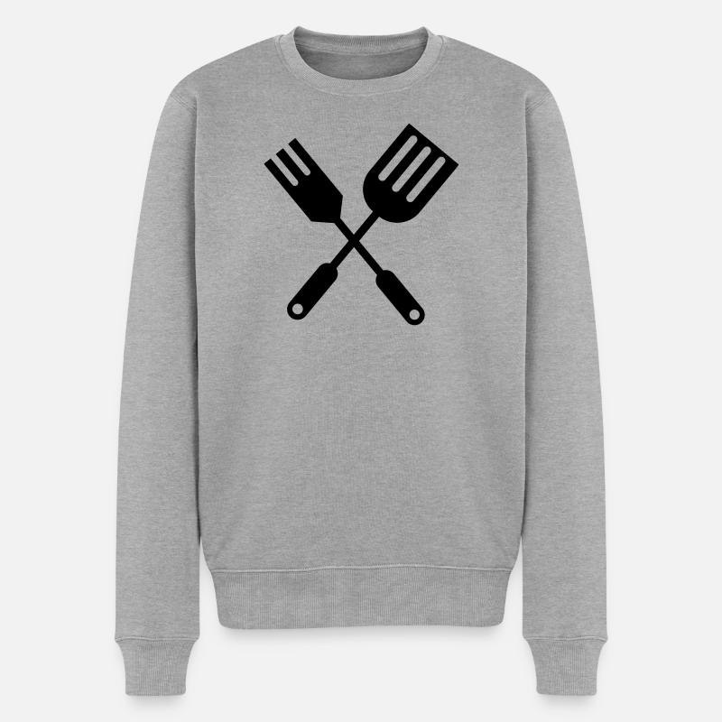 Couverts de cuisine BBQ - Pull Premium bio Homme - gris chiné