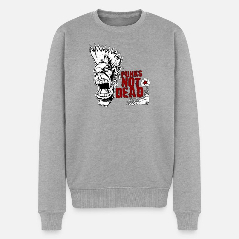 Punks not Dead - Männer Premium Bio Pullover - Grau meliert