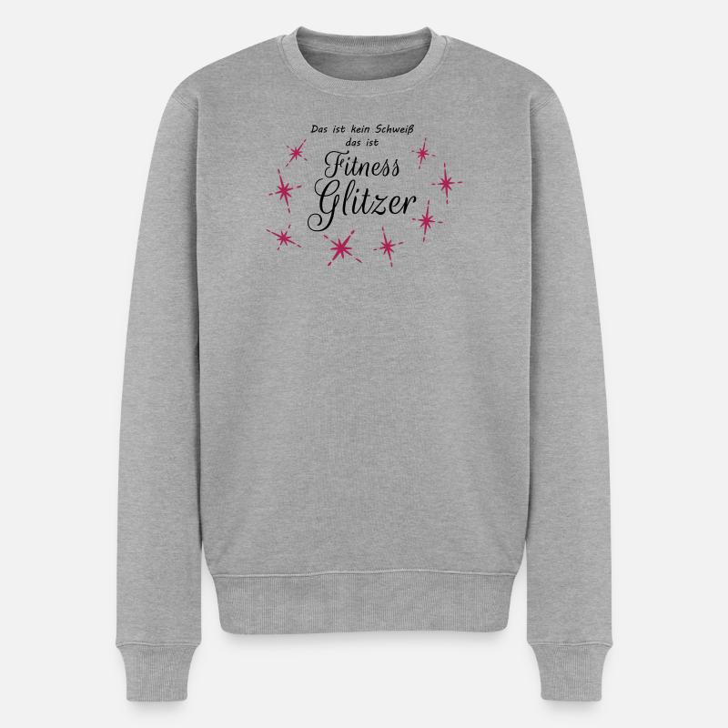 Fitness Glitzer - Männer Premium Bio Pullover - Grau meliert