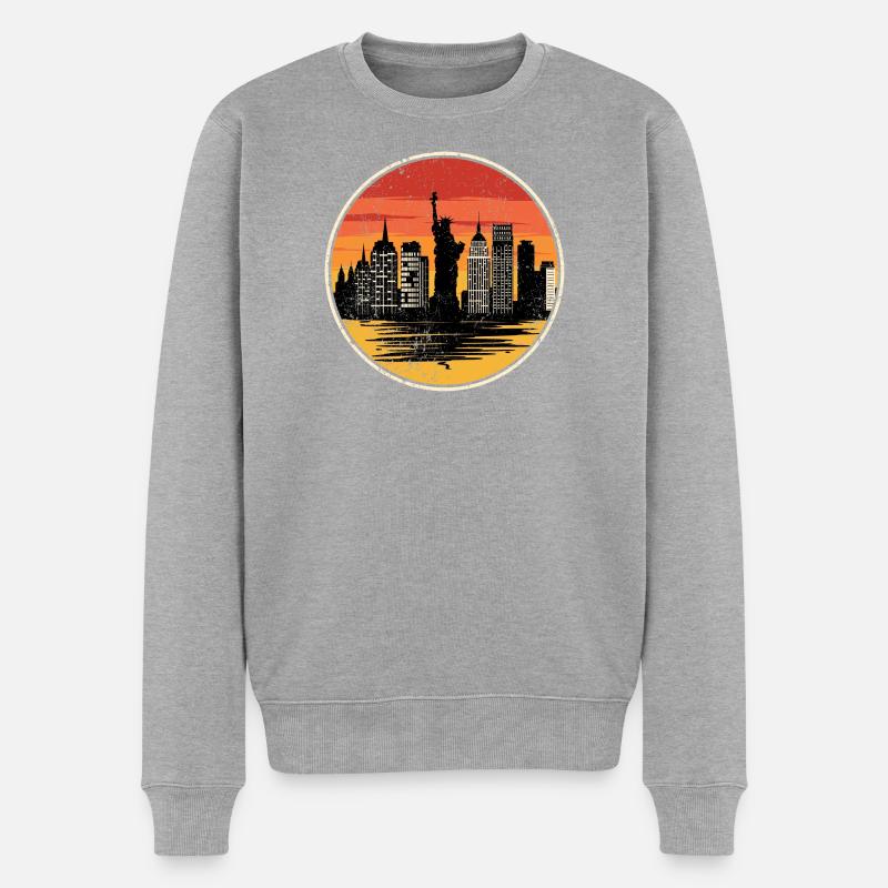 Coucher de soleil Liberty Skyline - Pull Premium bio Homme - gris chiné