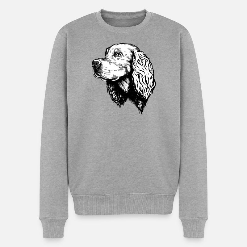 Gordon Setter Portrait - Männer Premium Bio Pullover - Grau meliert
