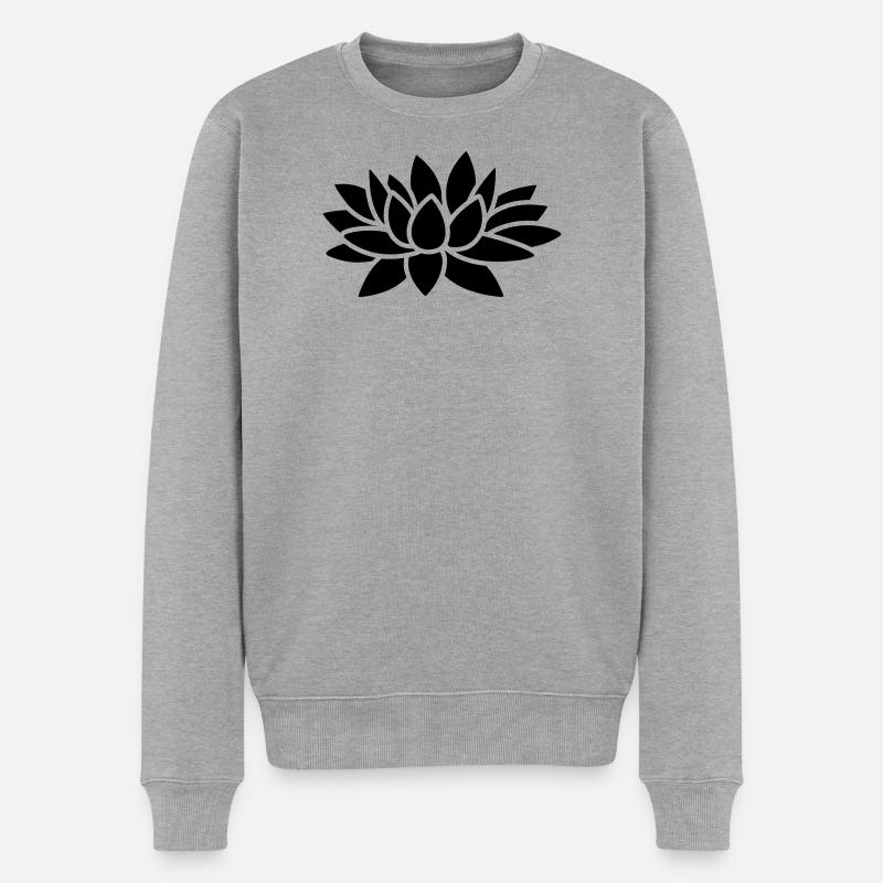 Lotusblume - Männer Premium Bio Pullover - Grau meliert