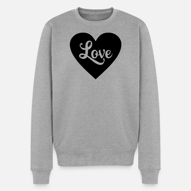 Liebesherz - Männer Premium Bio Pullover - Grau meliert