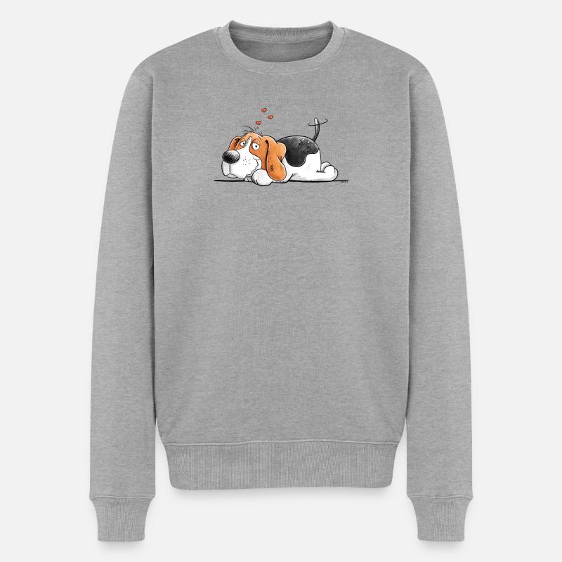 Beagle Love I Hunderasse Comic I Hund - Männer Premium Bio Pullover - Grau meliert