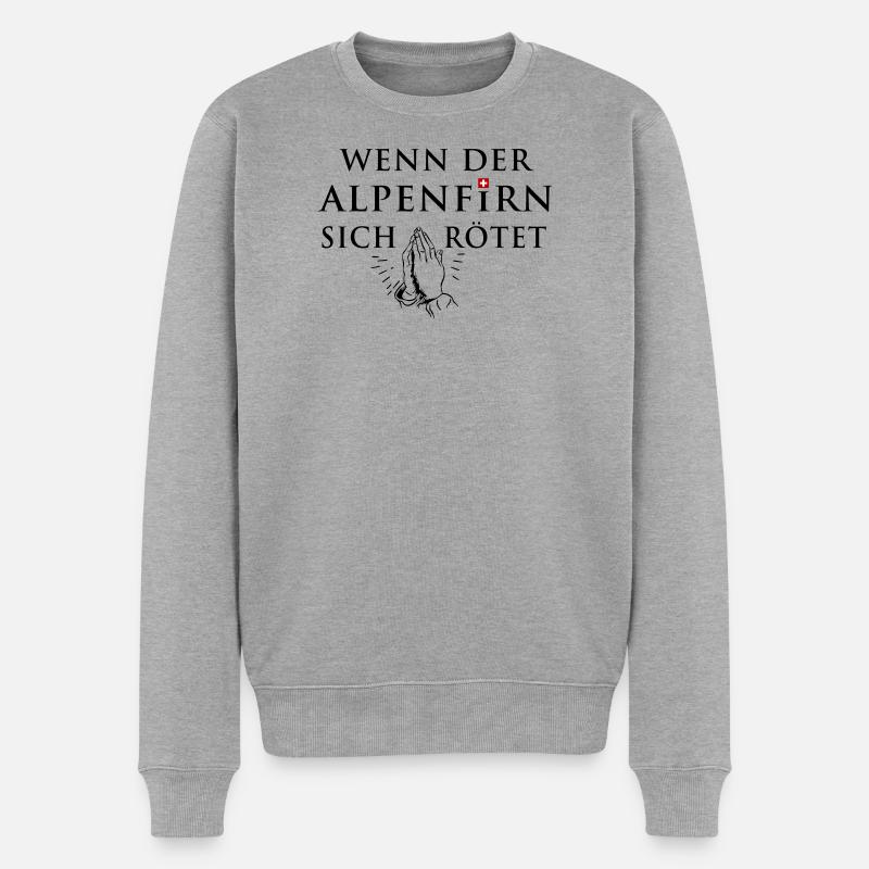Wenn der Alpenfirn sich rötet... - Männer Premium Bio Pullover - Grau meliert