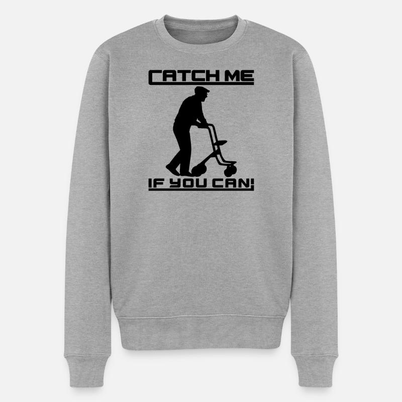 Catch Me If You Can - Rentner - Männer Premium Bio Pullover - Grau meliert