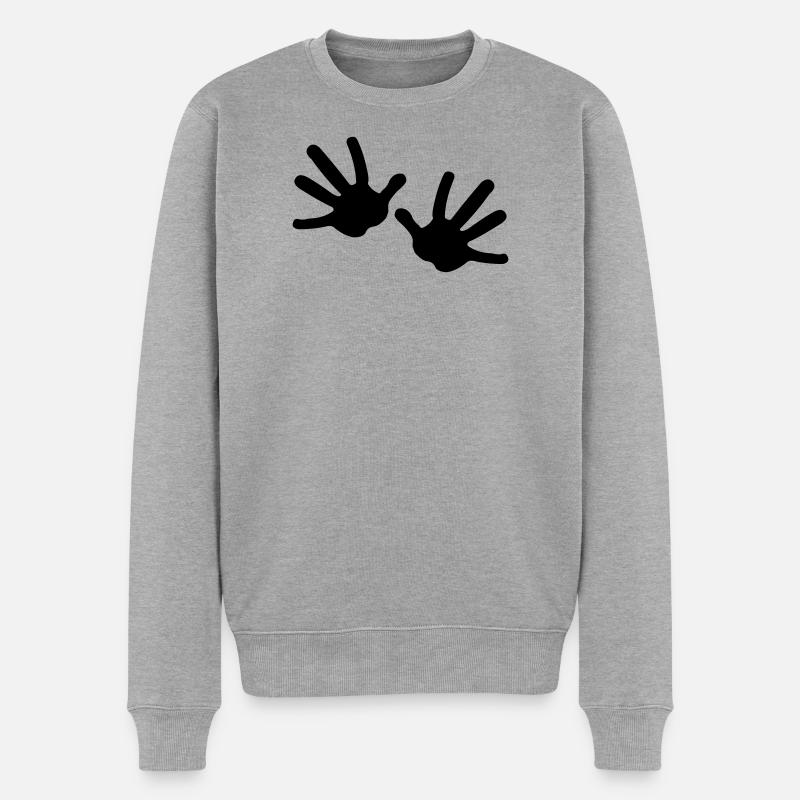 Zwei Hände - Männer Premium Bio Pullover - Grau meliert
