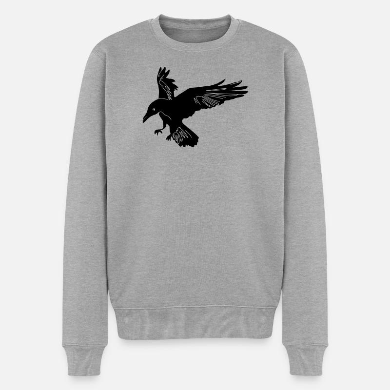 Rabe Hugin - Männer Premium Bio Pullover - Grau meliert