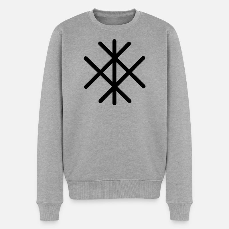 Liebe Mann für Mann in Wikingerrunen - Männer Premium Bio Pullover - Grau meliert
