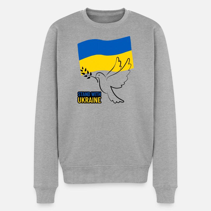 Ukraine Flagge mit Flügeldesign - Männer Premium Bio Pullover - Grau meliert