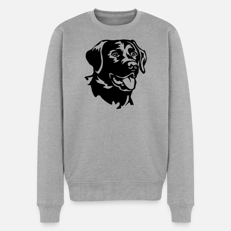 Labrador Kopf - Männer Premium Bio Pullover - Grau meliert