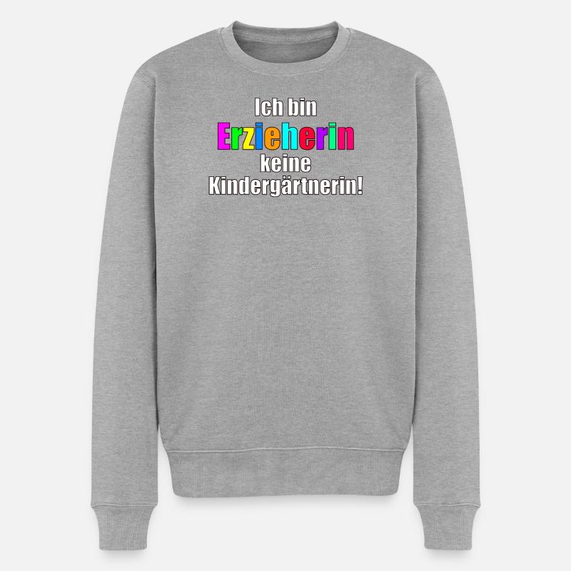 Erzieherin - Männer Premium Bio Pullover - Grau meliert
