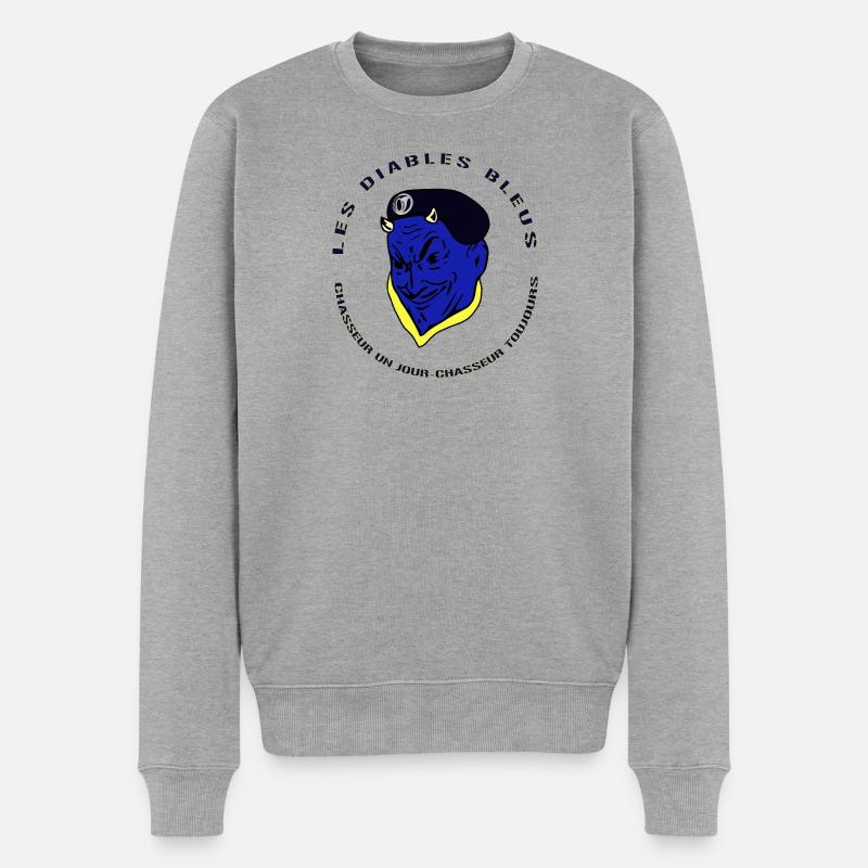 Devises Chasseurs Diables Bleus - Armée Française - Pull Premium bio Homme - gris chiné