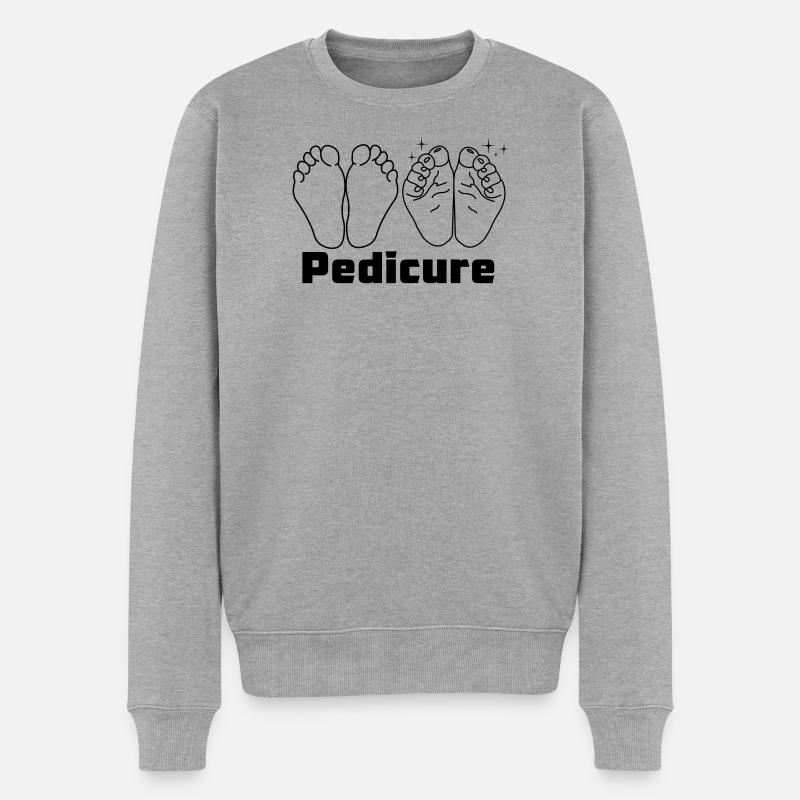 Füße mit Text Pediküre - Männer Premium Bio Pullover - Grau meliert
