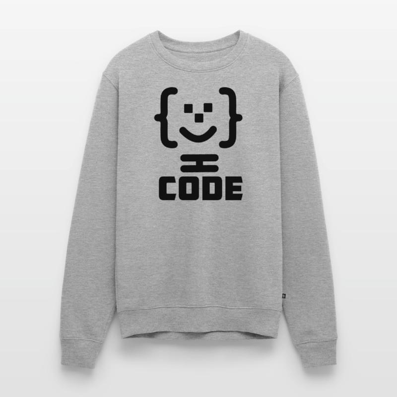 Logo du code du programmeur principal avec texte CODE Pull Premium bio Homme