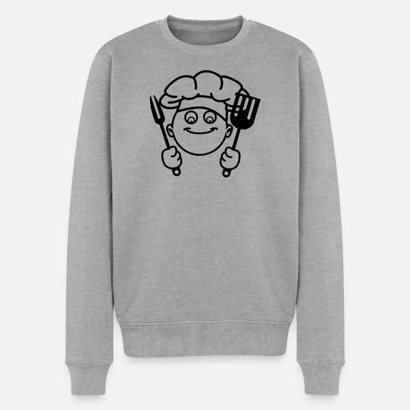 Cuisiner le barbecue - Pull Premium bio Homme - gris chiné