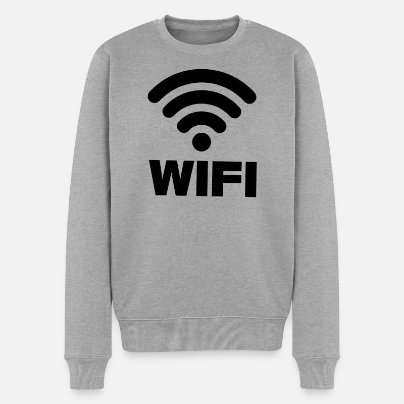 Connexion WIFI - Pull Premium bio Homme - gris chiné