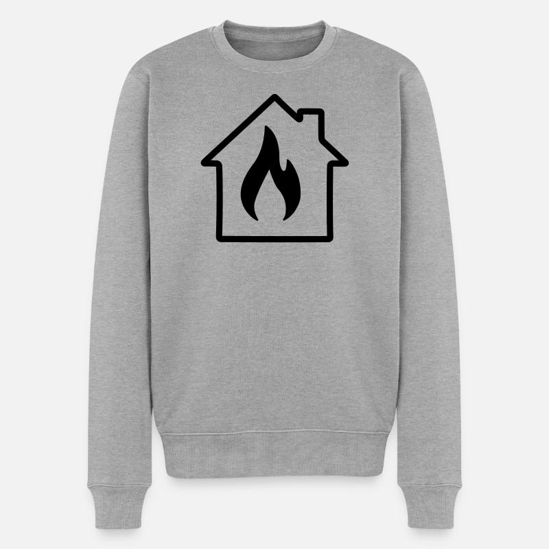 Hausheizung - Männer Premium Bio Pullover - Grau meliert