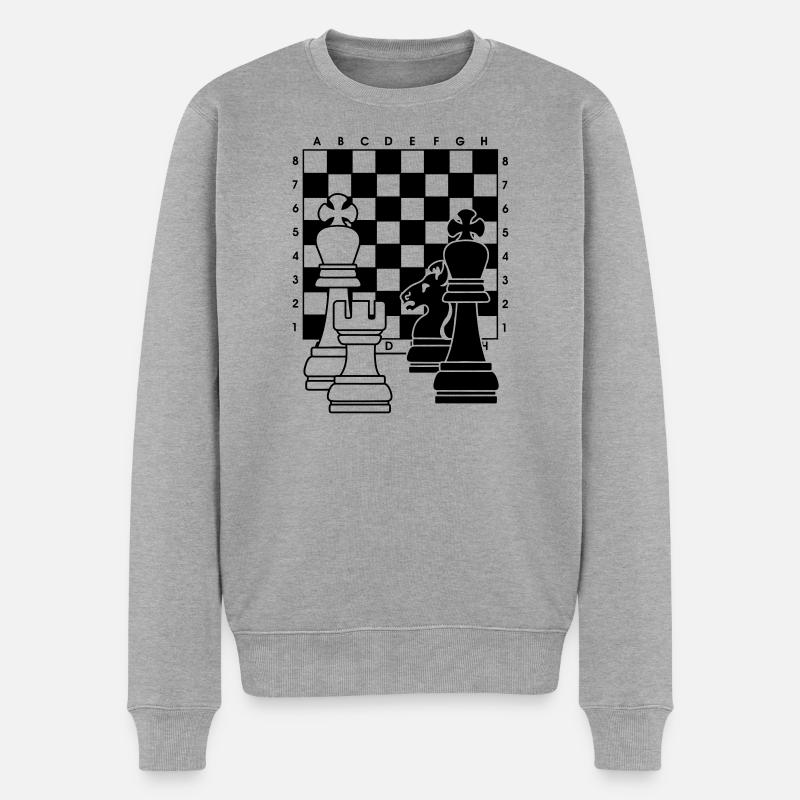 Schach2 - Männer Premium Bio Pullover - Grau meliert