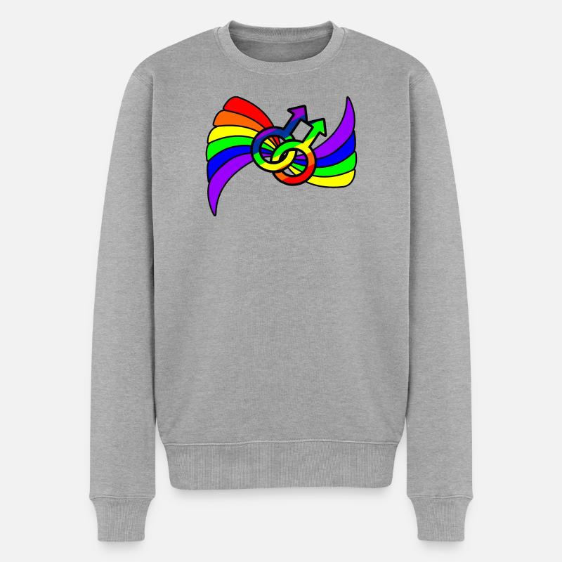 Regenbogen-Gay-Pride-Logo - Männer Premium Bio Pullover - Grau meliert