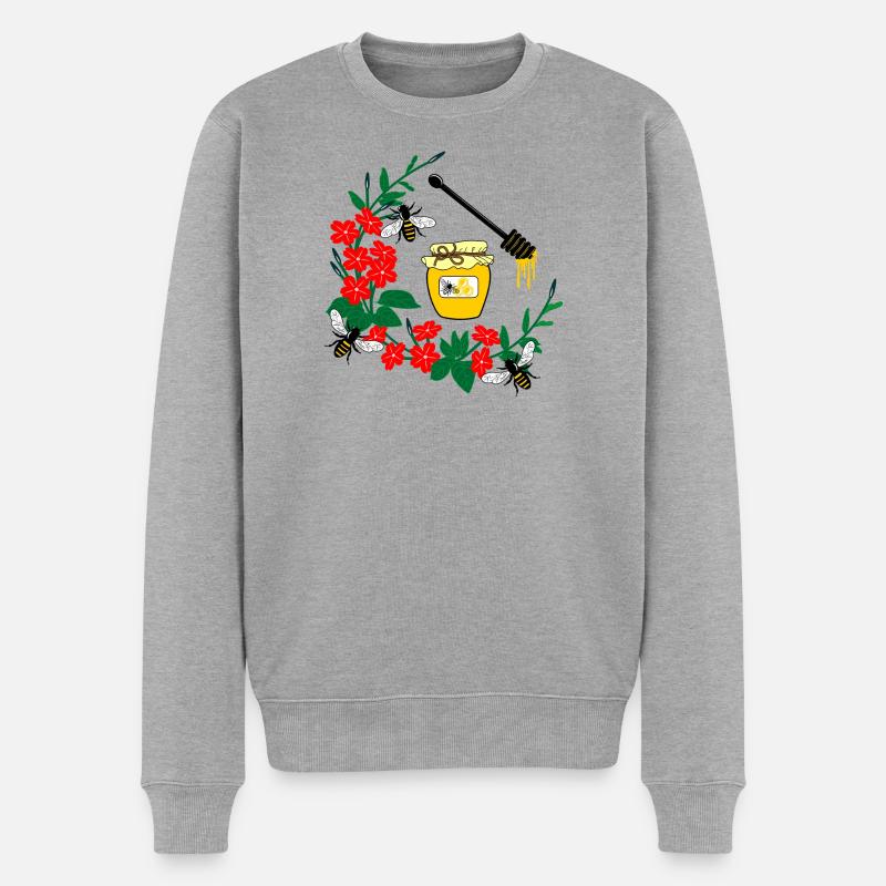 Blumenkranz mit Honig - Männer Premium Bio Pullover - Grau meliert