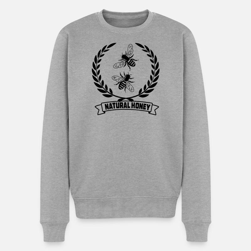 Bienen im Lorbeerkranz - Männer Premium Bio Pullover - Grau meliert