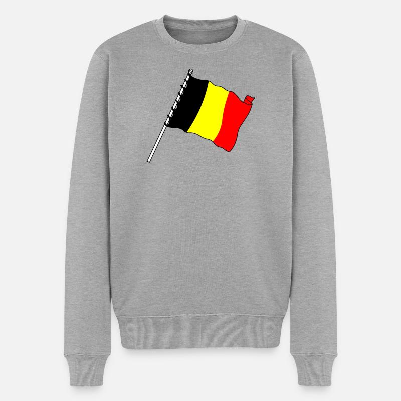 Drapeau Belgique Drapeaux - Pull Premium bio Homme - gris chiné