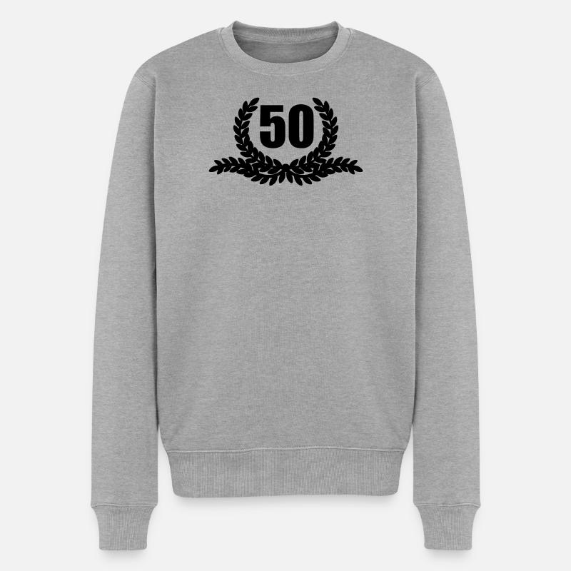 Lorbeerkranz 50 JAHRE - Männer Premium Bio Pullover - Grau meliert