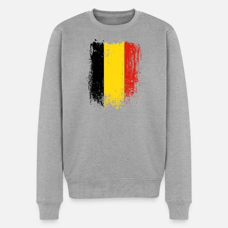 Rayures drapeau belge brossé - Pull Premium bio Homme - gris chiné