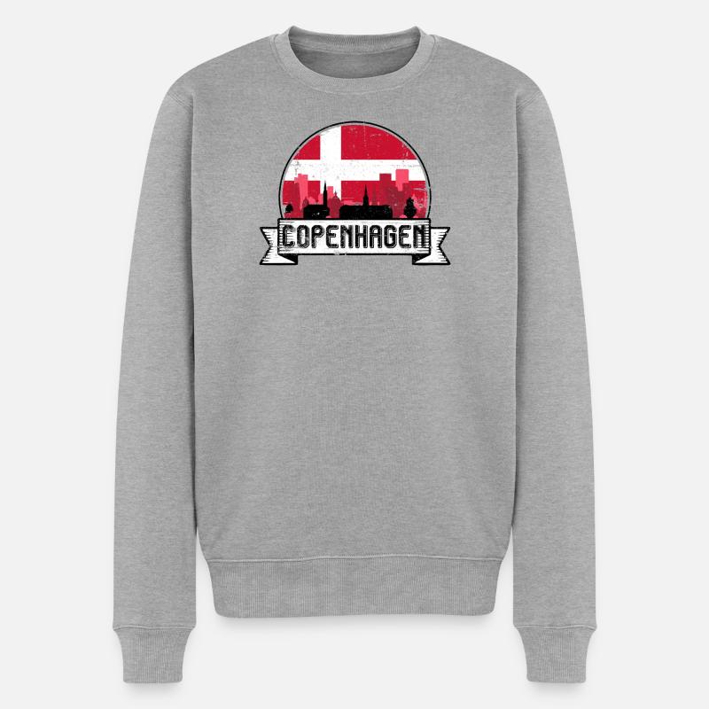 Badge Skyline de Copenhague - Pull Premium bio Homme - gris chiné