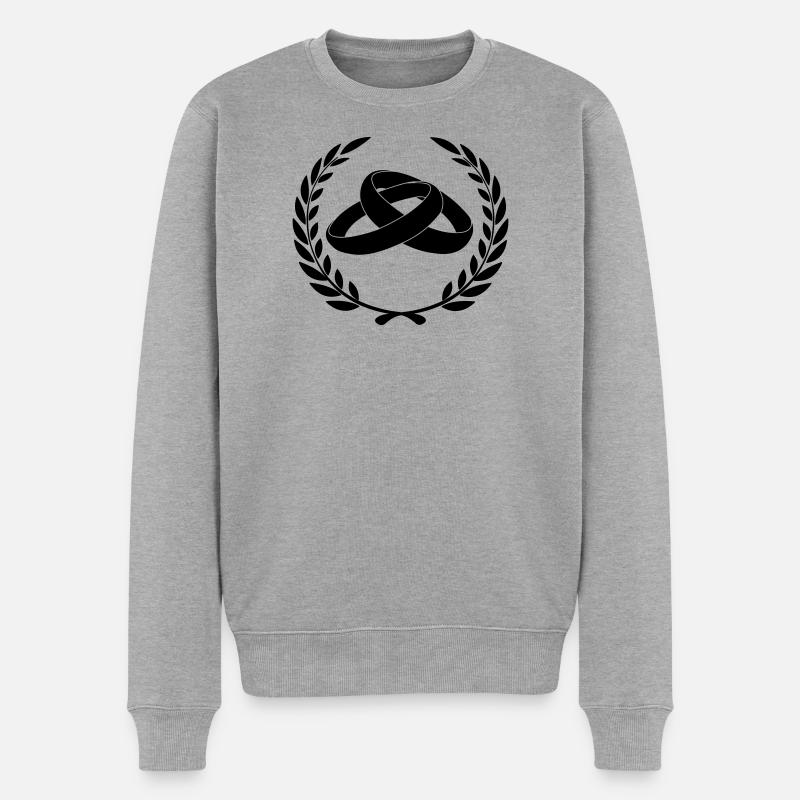 Eheringe im Lorbeerkranz - Männer Premium Bio Pullover - Grau meliert