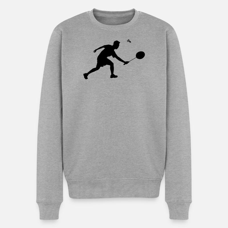 Badminton Schatten - Männer Premium Bio Pullover - Grau meliert