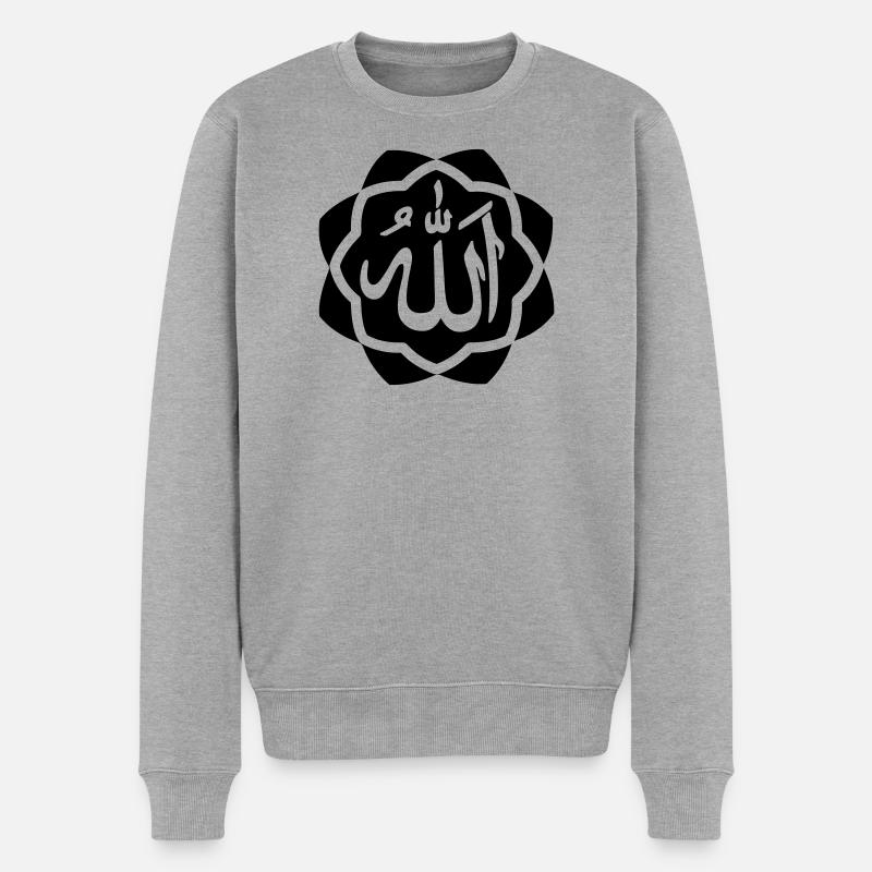 Allah Gott Logo im Rahmen - Männer Premium Bio Pullover - Grau meliert